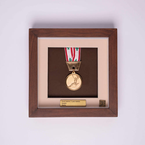 VO2 Milestone medal display frame - brown frame - handcrafted Lebanon
